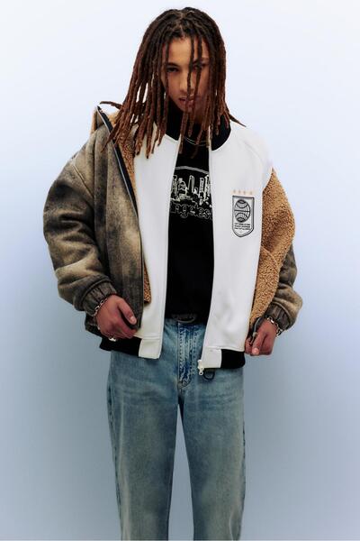 Pull & Bear Suni yünlü suni deri ceket