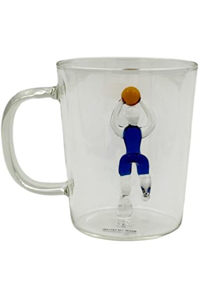 B&D 400ml Glass Mug with Decorative Basketball Sculptures, Single Wall, Transparent