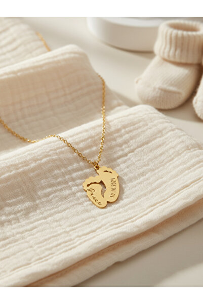 luvee 925 Ayar Bebek Ayak İzi Gümüş Kolye