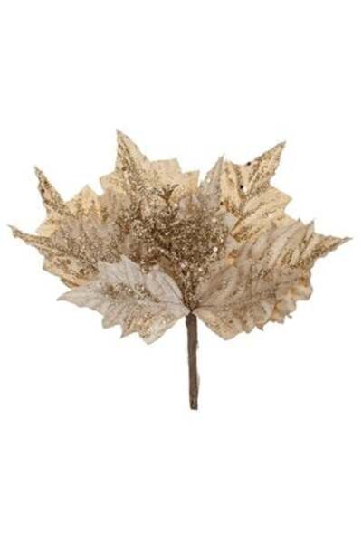 Jumbo Beige Christmas Decorative Flower with Champagne Glitter & Clip, 26 cm
