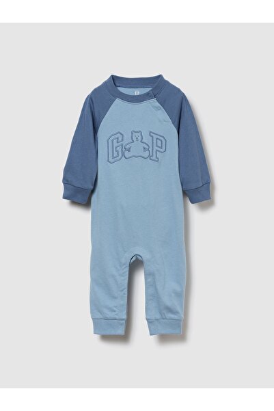 GAP Bebek Mavi Colorblock Brannan Bear Detaylı Logo Tek Parça Tulum