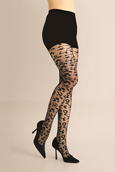 NBB Black Patterned 15 Denier Pantyhose