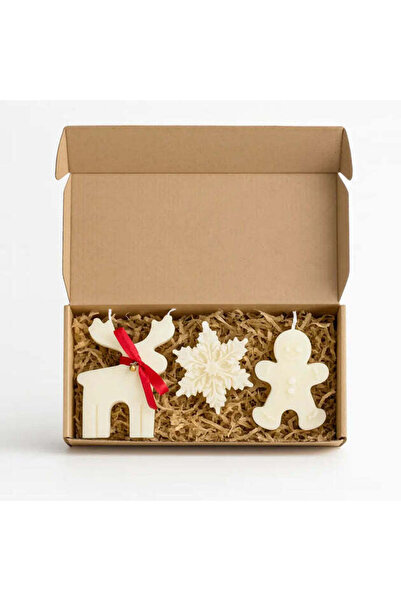 Ziani Christmas gift set with 3 soy wax candles – reindeer, snowflake and gingerbread man