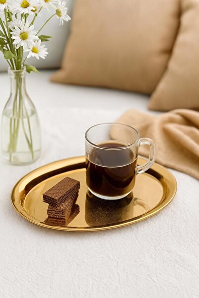 B&D Decorative Oval Serving Tray, Gold, Traditional Pattern