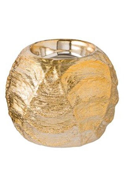 Silver Star Suport lumânare tip pastilă ceramică Valuri Aurii 9 x 7 cm