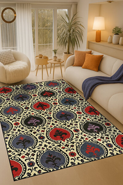 Rugs Modern Halı سجادة MOSSO متعددة الألوان بنمط الأوراق والزهور، سجادة زخرفي...