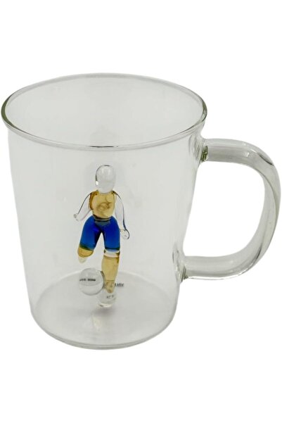 B&D Glass Mug with Sculpted Sports Figure, 400 ml, Single-Wall, Not Microwave Safe