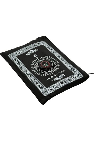 B&D Portable Prayer Rug - banddtools, Black Compass Design, 60×100 cm, Foldable with Carry Bag