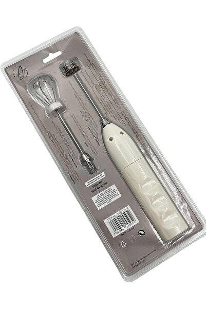 B&D Electric Milk Frother, Portable 3-Speed Drink Mixer with Two Whisks, Battery Powered, White