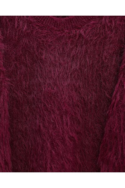 Modamorfo Round Neck Bearded Knitwear Sweater -Burgundy