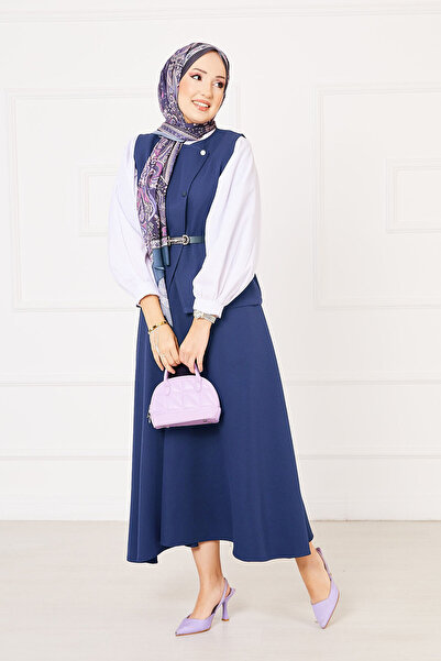 EBRUTESETTÜR Cross Buttoned Skirted Double Hijab Suit