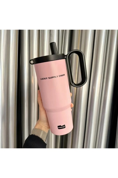 Generic 316 Stainless Steel Insulated Cup Large Capacity Water Bottle With Straw Car Travel Coffee Cup