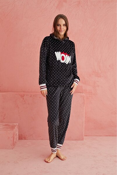 ELİTOL Velvet Wow Pop Art Women's Home Set - Smoked