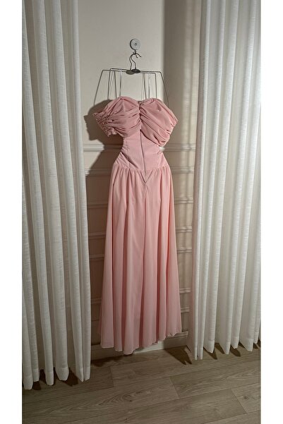 BURGUNDY Apricot chiffon dress with pearl embroidery - Burgundy brand