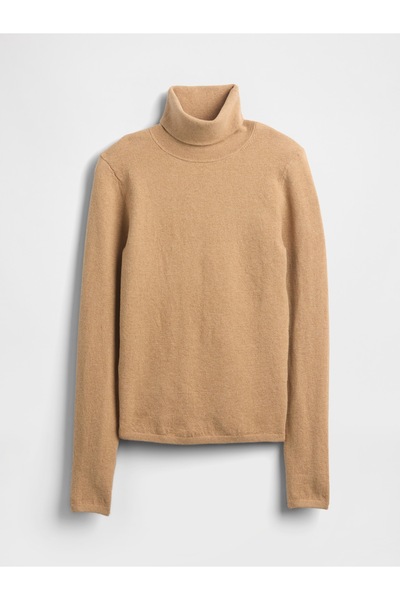 GAP Kadın Bej CashSoft Stretch Kayık Yaka Kazak