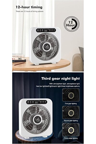 B&D 25 cm Box Fan — 4-14 hr Runtime, Remote Control, White