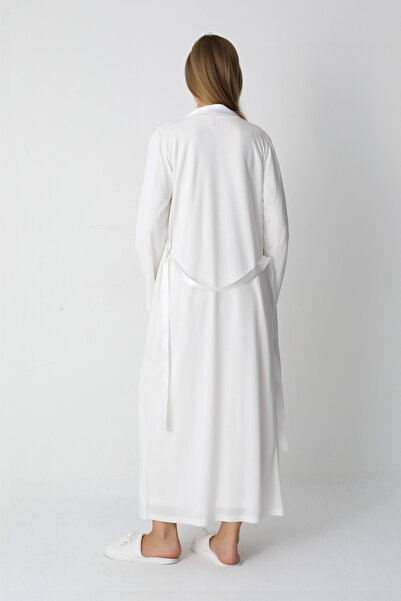 ERDENİZ TEKSTİL Maternity and Pregnancy Nightgown Set / Satin Stripe and Lace Detail / Satin Waist Belt