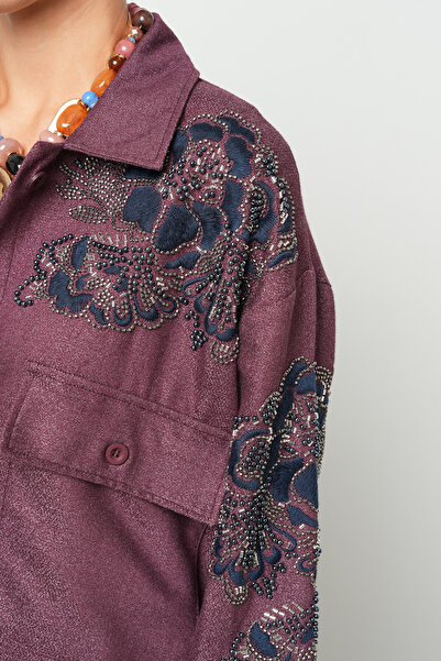 Orfeo Negro Women's Embroidered and Beaded Solid Color Jacket