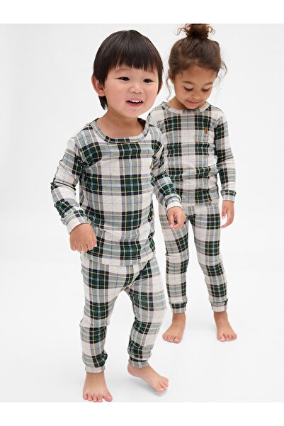 GAP Bebek Yeşil Organik Brushed Pamuklu Holiday Pijama Takımı