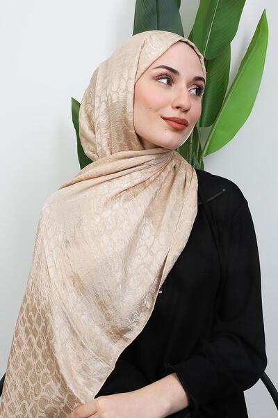 GİYZAMİLA Halka Aerobin Shawl Milk Coffee