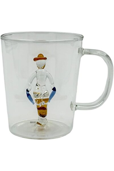 B&D Glass Cup with Decorative Carved Wave Design, 400 ml, Single-Wall (Not Microwave Safe)