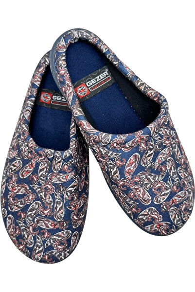 GEZER Γυναικείες παντόφλες, μπλε με με τύπωμα , μέγεθος 36, 22,5 cm, άνετες και ζεστές