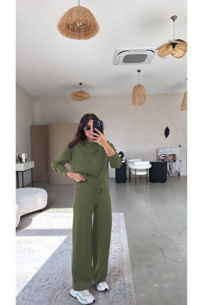 BayBayan طقم رياضي نسائي من المودال بأكمام طويلة وخصر مرتفع وساق واسعة