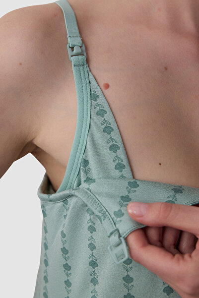 Penti Mint Mama Floral Patterned V-Neck Breastfeeding Tank Top