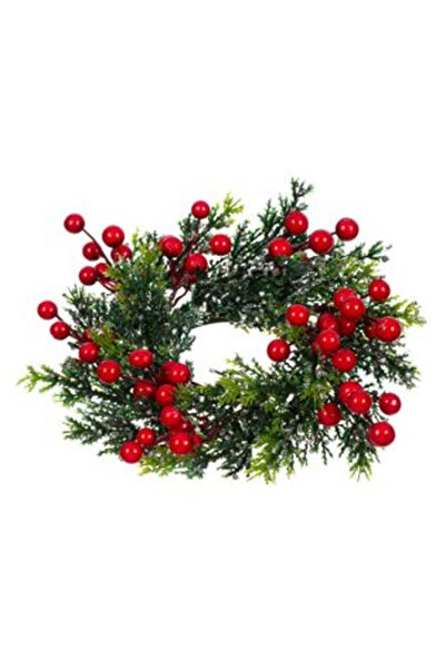 Silver Star Inel decorativ pentru lumânare de Crăciun - Brad verde 21 cm