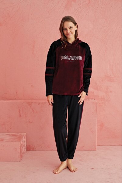 ELİTOL Kadife Balance Hooded Women's Home Set