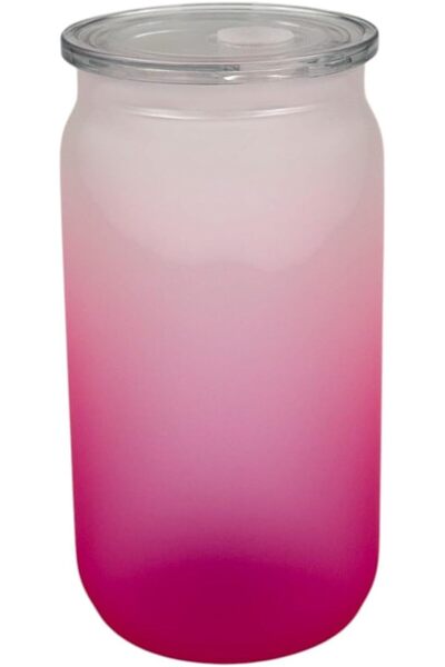 B&D banddtools Glass Cup with Lid, 480 ml, Gradient Pink, Single-Wall