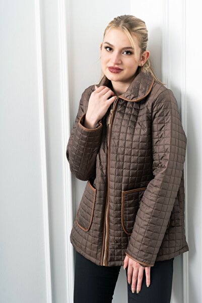 MissVina Palton clasic cu buzunare cu cusături matlasate 2614