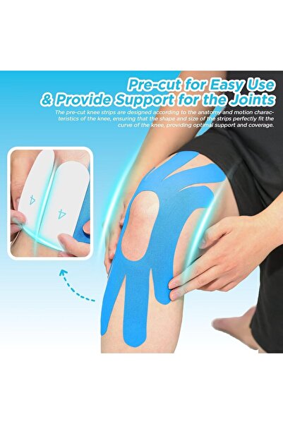 NALACAL Precut Knee Kinesiology Tape, 10 pcs, Breathable Latex-Free, Black