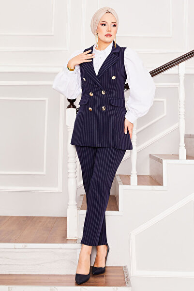 EBRUTESETTÜR Handkerchief Collar Striped Vest Trousers Double Set