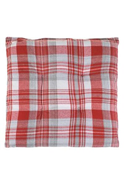 Silver Star Christmas Decorative Red Gray Checkered Chair Cushion