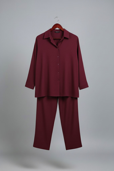 Mivoon Oversized Fit Buttoned Shirt & Wide Leg Pants Two-Piece Set