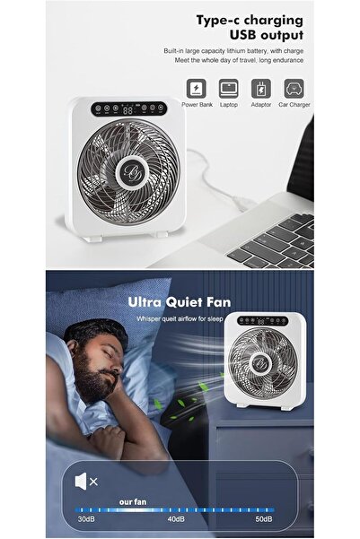 B&D 25 cm Box Fan — 4-14 hr Runtime, Remote Control, White