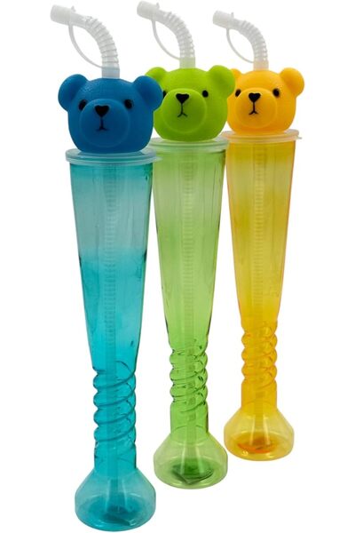 B&D Bear-Shaped Sippy Cup with Straw, 350 ml, Assorted Colors