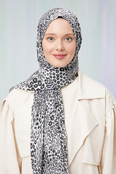 Levidor Açık Bej Baskılı Desenli Cotton Şal