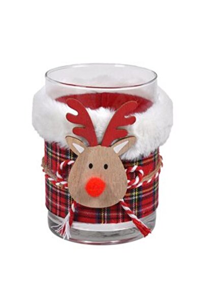 Silver Star Suport lumânare tip pastilă de Crăciun, sticlă acoperită cu mater...