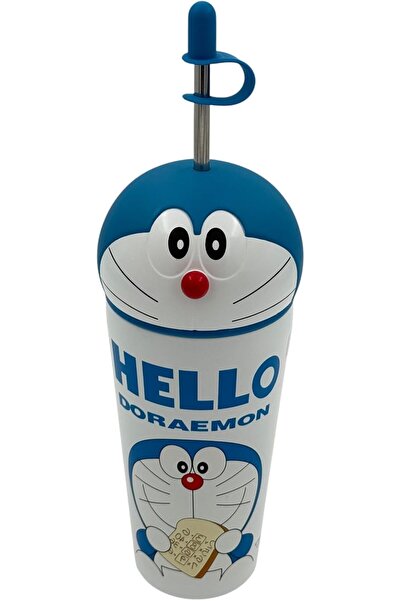 B&D Doraemon Vacuum-Insulated Kids Water Bottle by B&D, Blue & White, 600 ml with Straw Lid