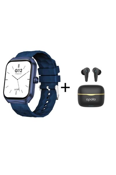 X.Cell ساعة إكسيل جي ١٢ الذكية | شاشة عالية الدقة | أزرق | وسماعات أبولو ٧