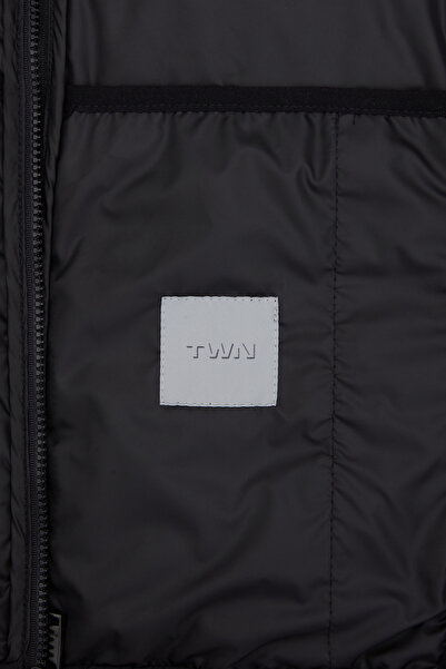 Twn εφαρμοστό Μαύρο ίσιο παλτό