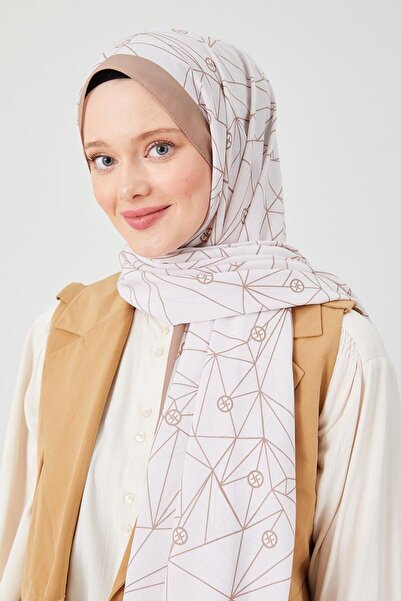 Levidor Latte Geometric Pattern Violet Medina Silk Shawl