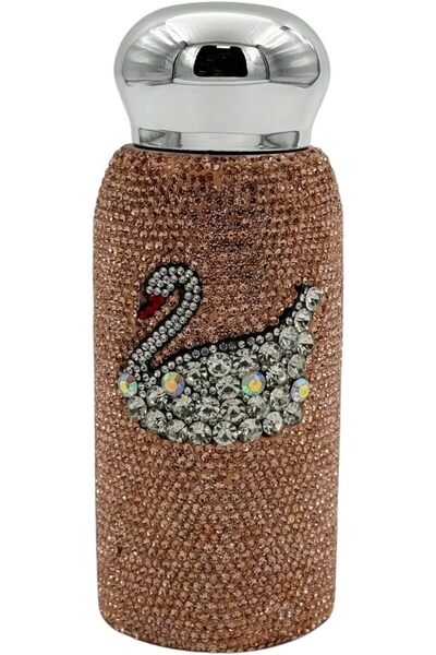 B&D Swan Crystal Luxury Thermal Flask 500ml, Pink Gold Glitter