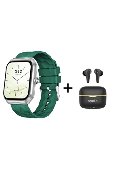 X.Cell ساعة إكسيل جي ١٢ الذكية | شاشة عالية الدقة | خضراء | وسماعات أبولو ٧
