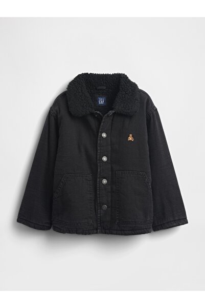 GAP Erkek Bebek Siyah Sherpa Astarlı Denim Ceket