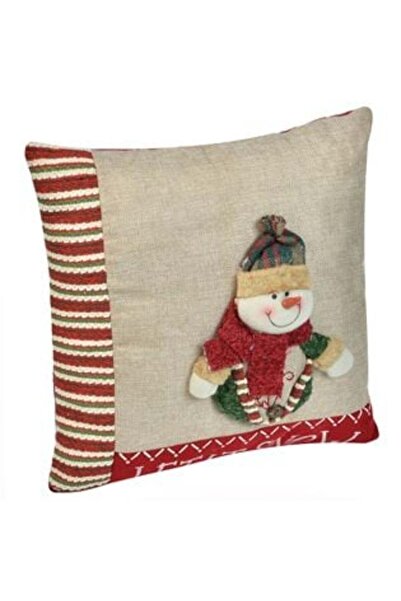 Silver Star Коледна декоративна възглавница бежова с райета снежен човек 35 x...