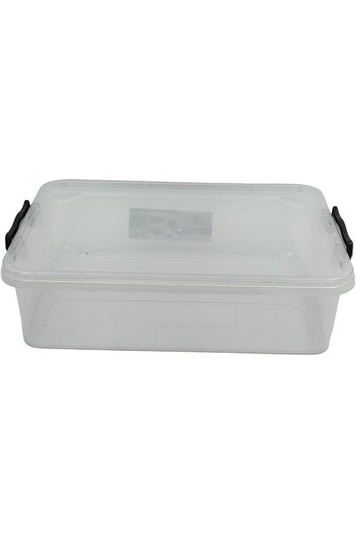 B&D Transparent Plastic Storage Box with Locking Lid, 13 L, Rectangular Stackable with Handles