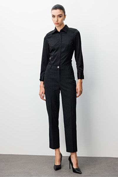 Moda İlgi Modailgi Spor Dikişli Trok Detaylı Beş Cep Dar Pantolon - 75014 Siyah